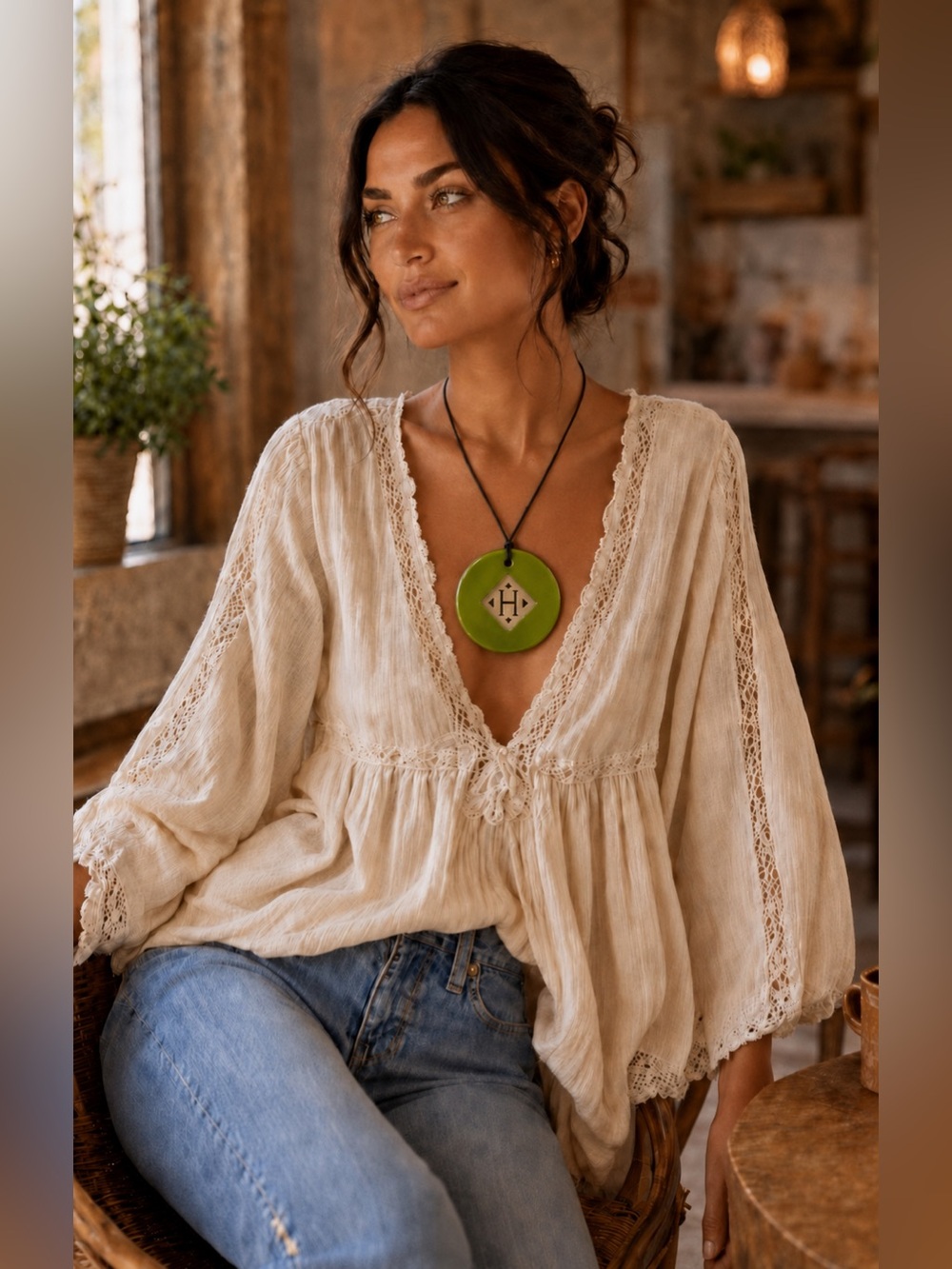 Hermès Style Carved Horn Huge Oversized Necklace